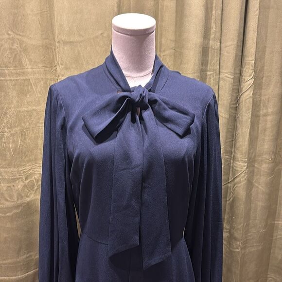 Tibi bow tie Elegant Navy Blue Women's Dress, US6 - Picture 2 of 8